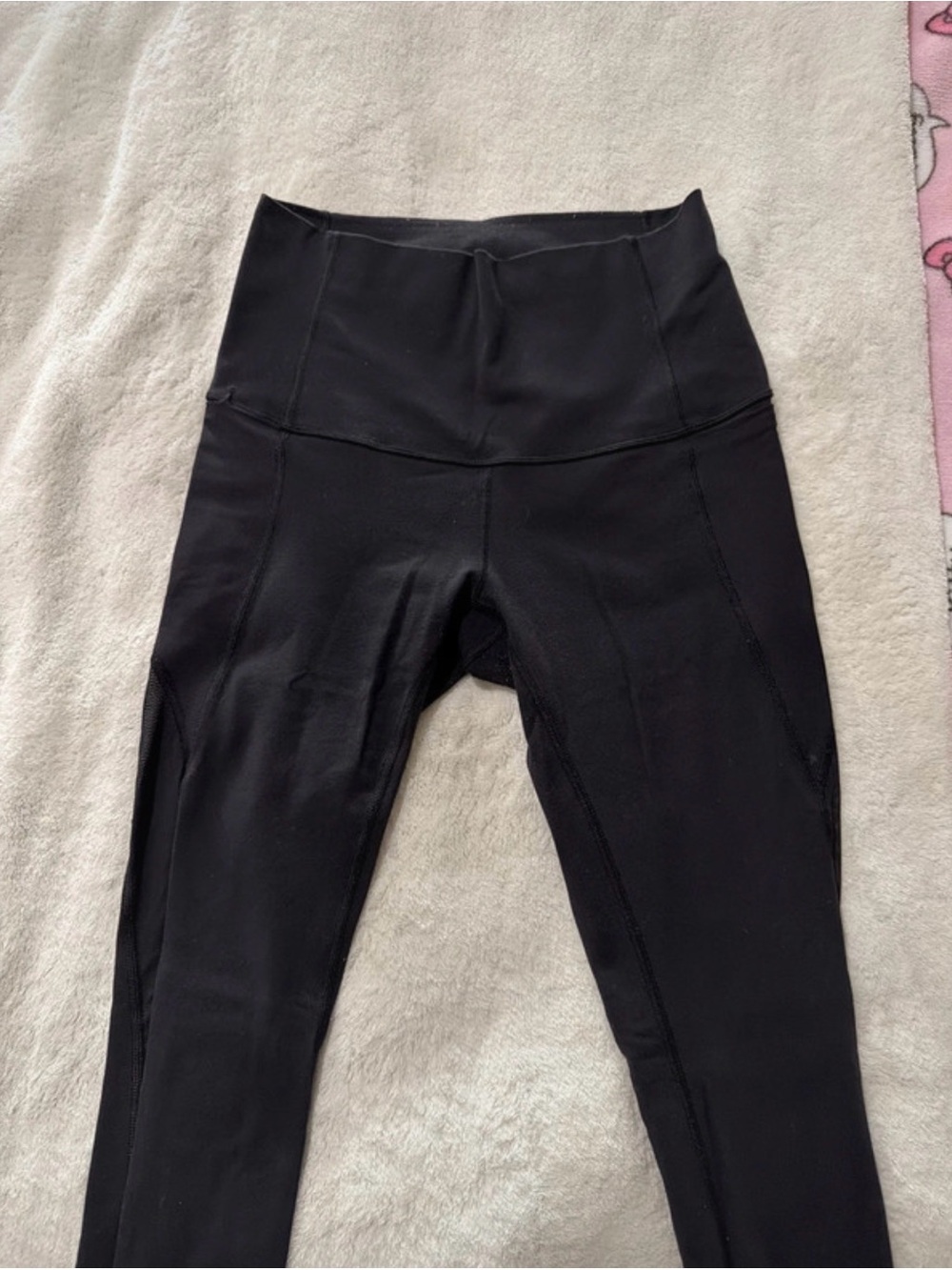 Black Lululemon Leggings with Mesh Detail